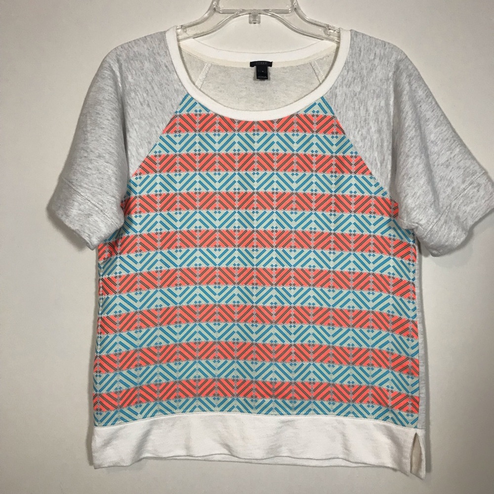 J Crew Paneled Short Sleeve Top Sz S